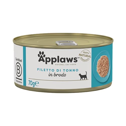 Applaws Natural Tuna Fillet Wet Cat Food in Broth - 24 x 70g Cans