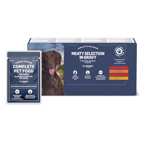 by Amazon Adult Dog Food, Meat Selection in Jelly, 4.8 kg, 48 Pouches of 100g
