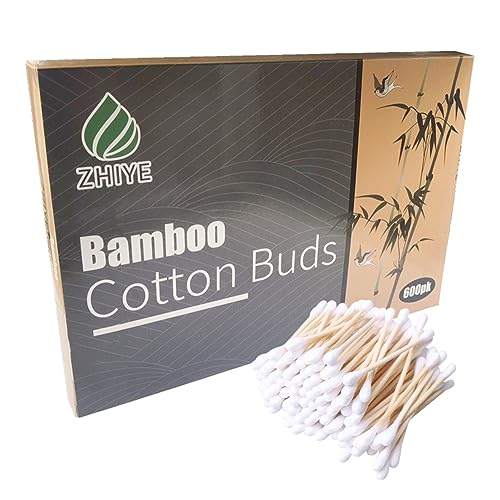 Zhiye Cotton Swabs - 600 Pcs Wooden Cotton Buds