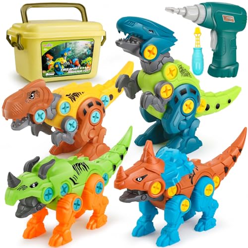 Dreamon Take Apart Dinosaur Toys Set with Storage Box and Electric Drill