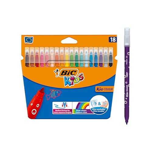 BIC Kids Colouring Felt Tip Pens - Wallet of 18