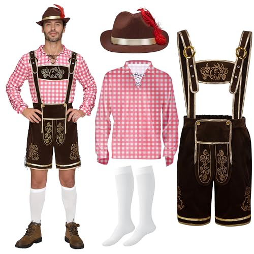 Spooktacular Creations Bavarian Oktoberfest Costume for Men - Red Plaid