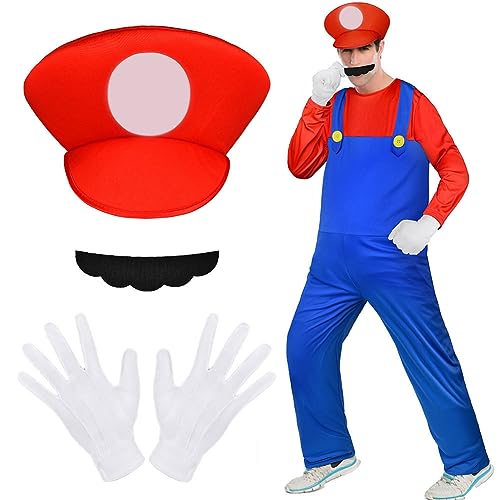 Aomig Adult Mario Costume - 4 Piece Set