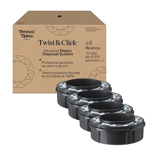 Tommee Tippee Twist & Click Nappy Disposal Refill Cassettes - 4 Pack