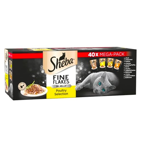 Sheba Fine Flakes Poultry Collection in Jelly - 40 x 85g Pouches