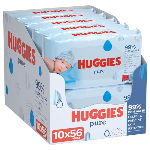 Huggies Pure Baby Wipes - 10 Packs of 64 Count (640 Wipes Total)