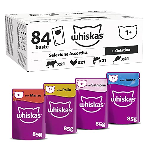Whiskas Adult Cat Food Pouches - Assorted Selection in Jelly 1+ (84 x 85g)